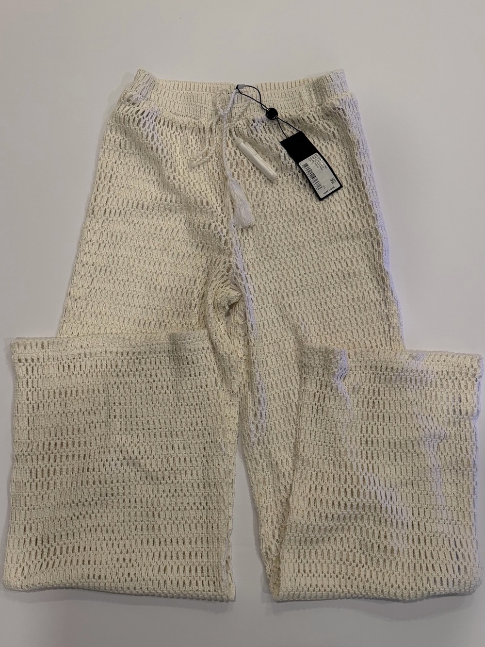 Gianni Bini Cream Crochet Knit Kids Bottoms with Drawstring